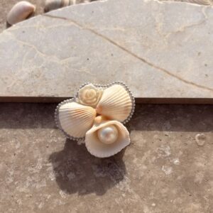 shells & pearls hair clip with ball chain detailing | handmade cute hair accessory for girls | everyday & casual wear hair clip